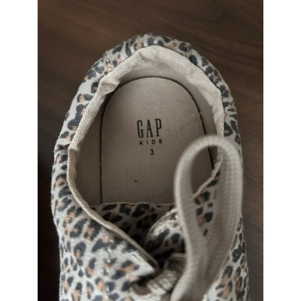 GAP Kids Leopard Animal Print Low Top Canvas Lace-Up Sneakers Unisex Kids 3